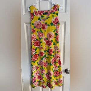 Jams World La Rosa vintage floral button front sleeveless midi‎ dress women’s S